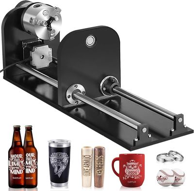 Router Rotary AxisEngraving Attachment – 3-Jaw Chuck Laser Engraving Rotary Tool