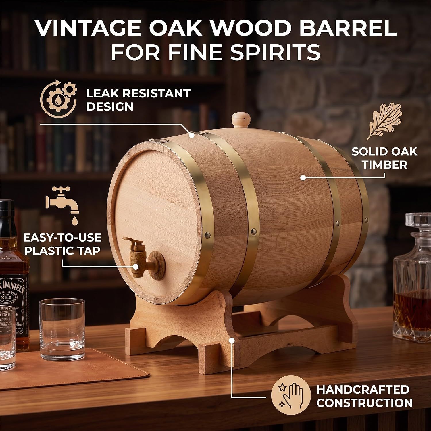 Solid Wood Whiskey Barrel