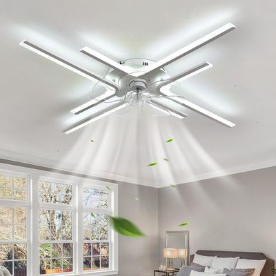 86CM Smart Ceiling Fan Light with Remote &amp; App Control 6-Speed Reversible LED Dimmable Chandelier