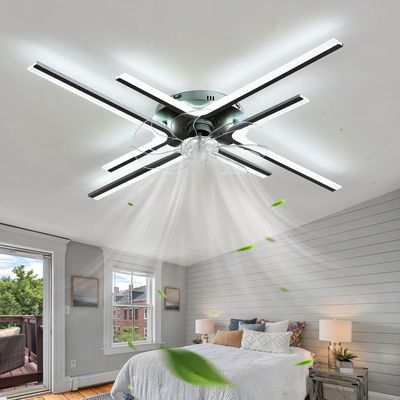 86cm Ceiling Fan with LED Light, Remote Control, 6-Speed, Black