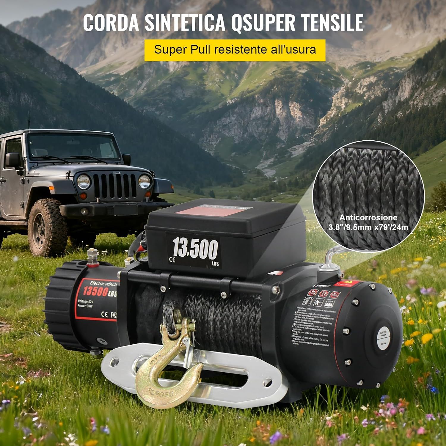 Electric Winch 12V 6123kg ATV Trailer Towing 13500lb