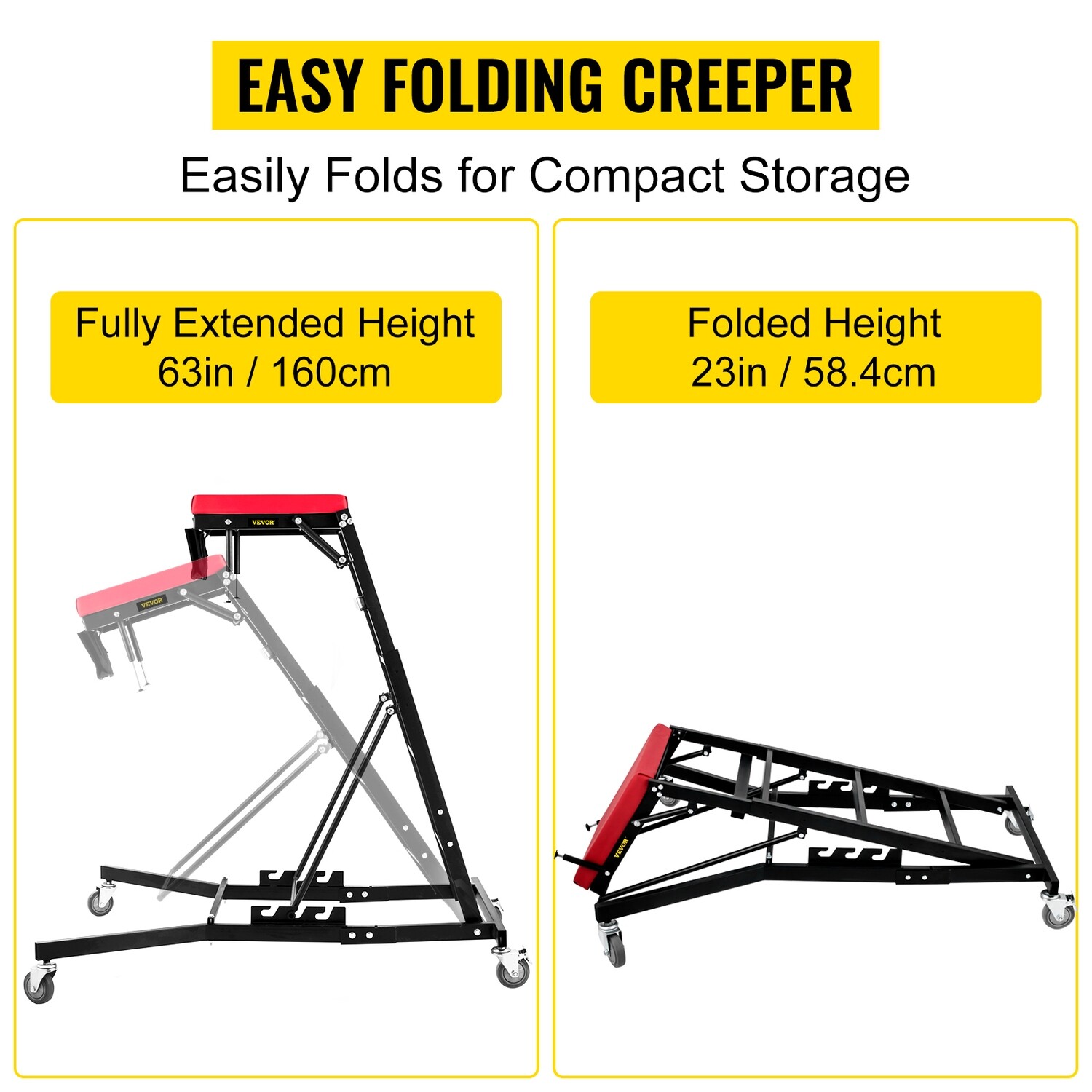 Adjustable Height Foldable Creeper Car Repair Tool