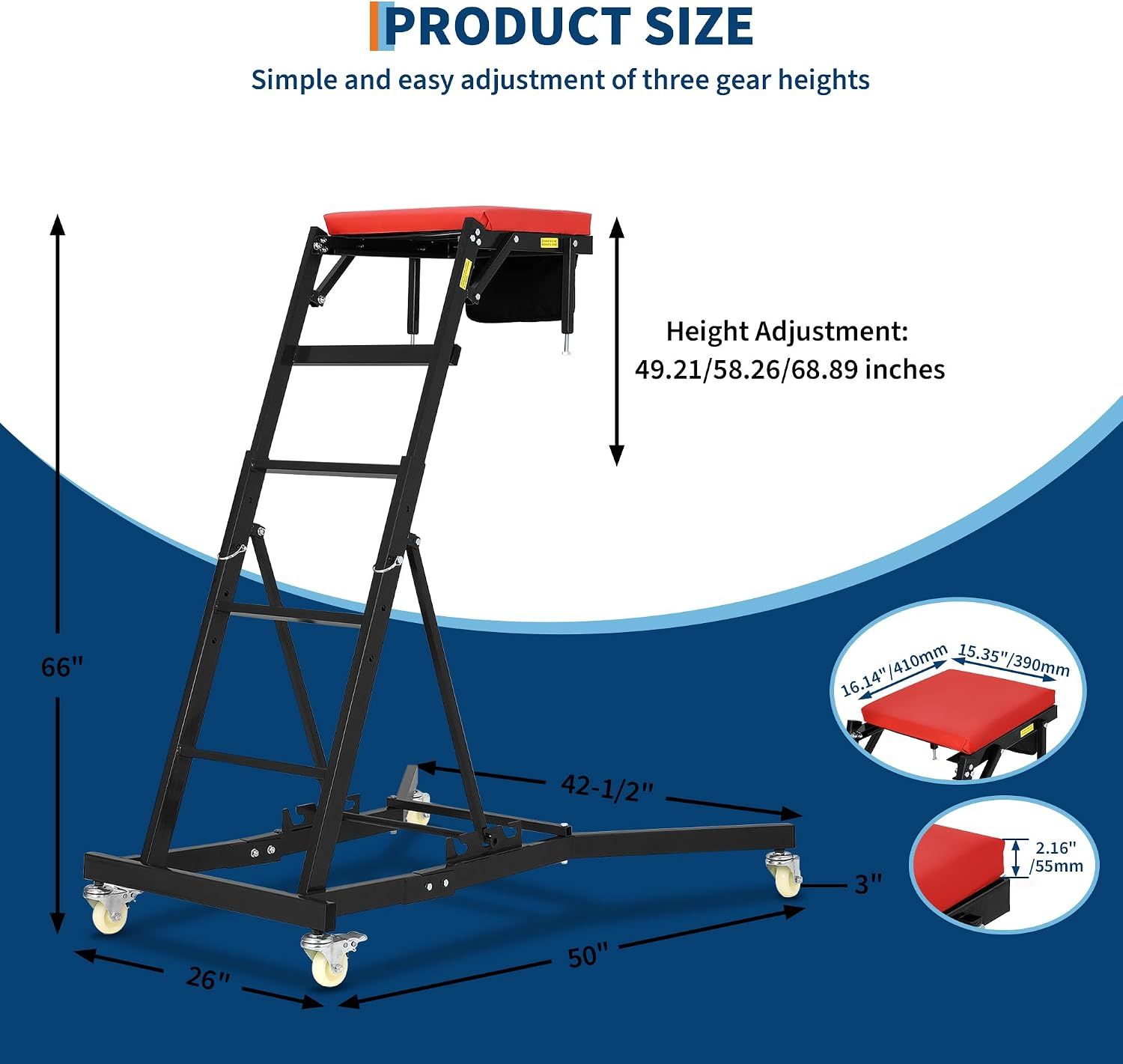 Adjustable Height Foldable Creeper Car Repair Tool