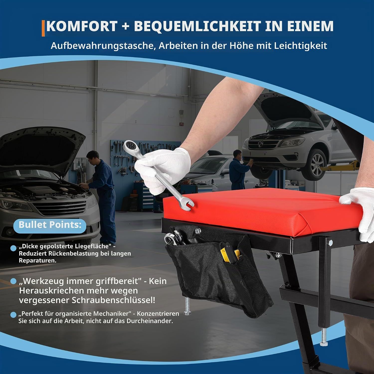 Adjustable Height Foldable Creeper Car Repair Tool
