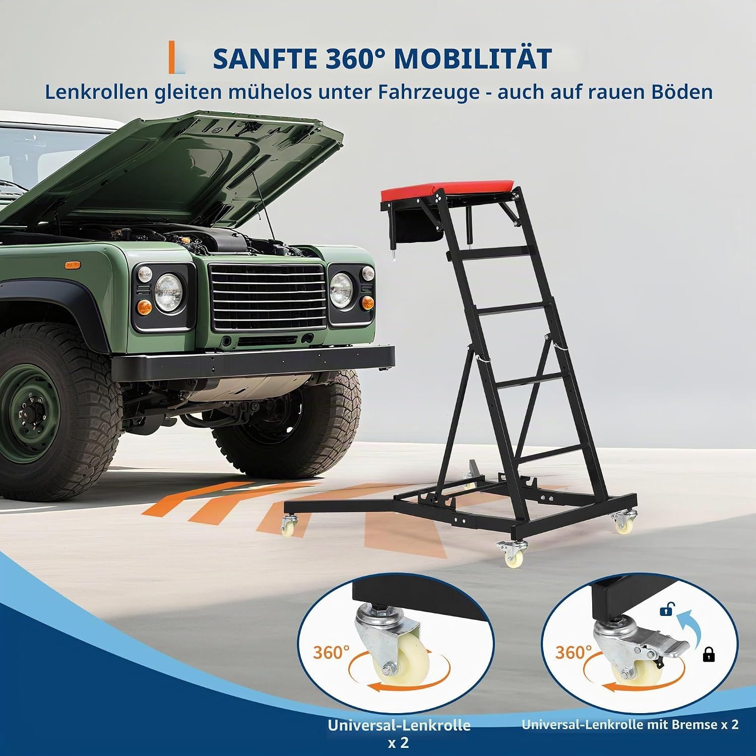 Adjustable Height Foldable Creeper Car Repair Tool