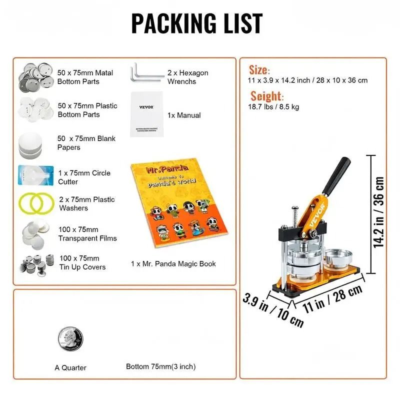 Badge Making Machine Kit – Button Pin Press with 100 Materials