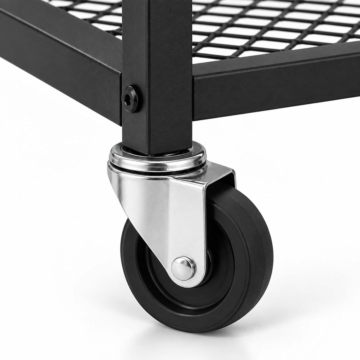 3-Tier Kitchen Trolley with Levelling Feet, Black and Brown Storage Cart