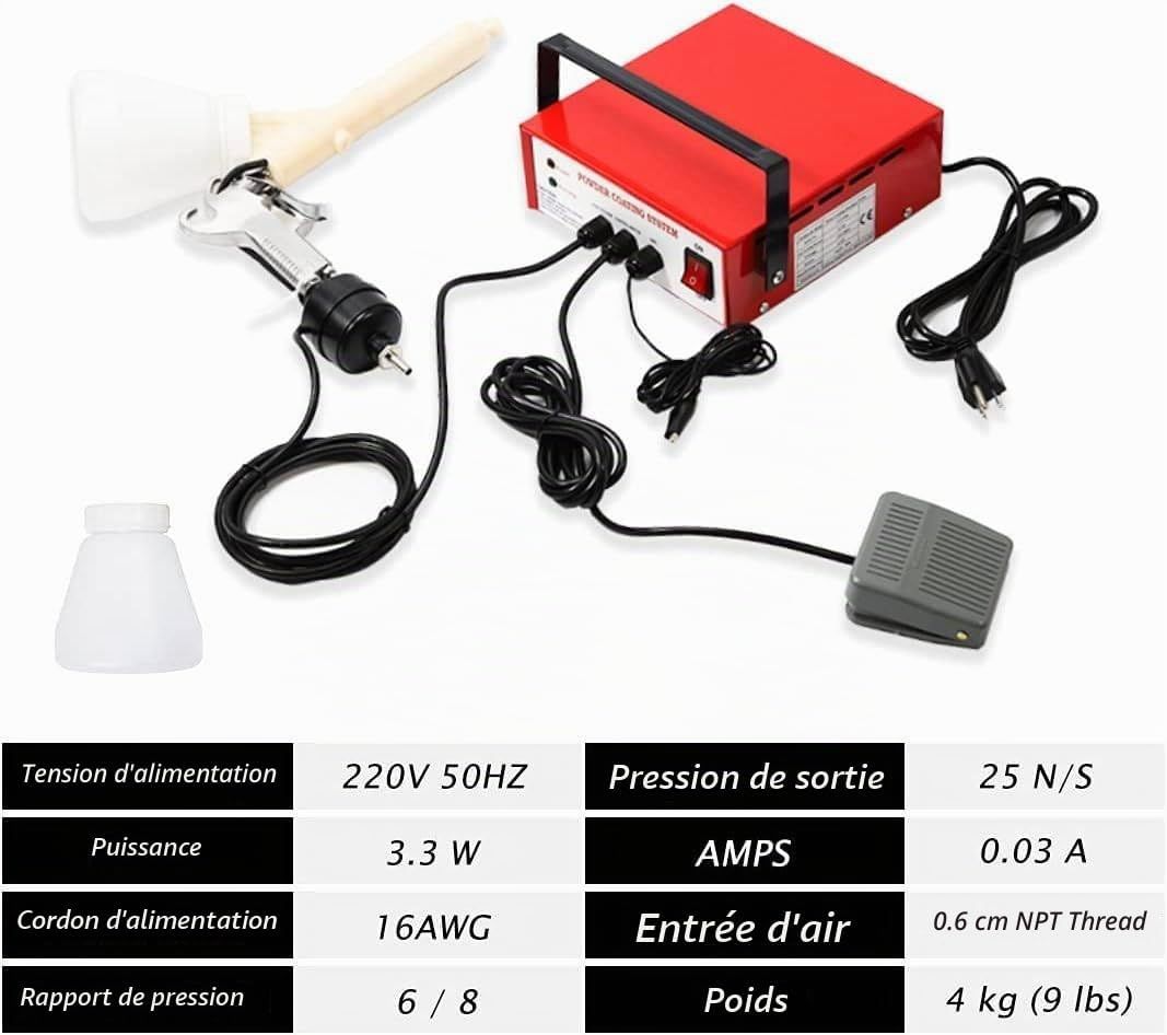 Portable Electrostatic Powder Coating System – Adjustable 15–30 kV Spray Gun Kit
