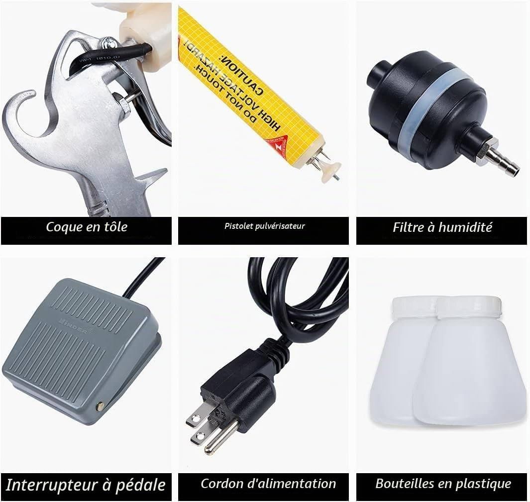 Portable Electrostatic Powder Coating System – Adjustable 15–30 kV Spray Gun Kit