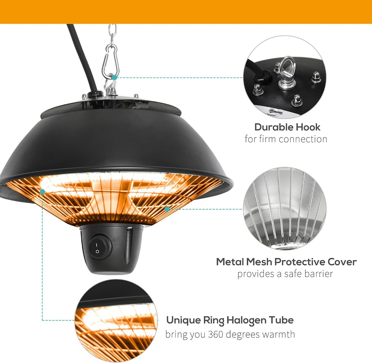 Stable and Safe Patio Ceiling Electric Heater