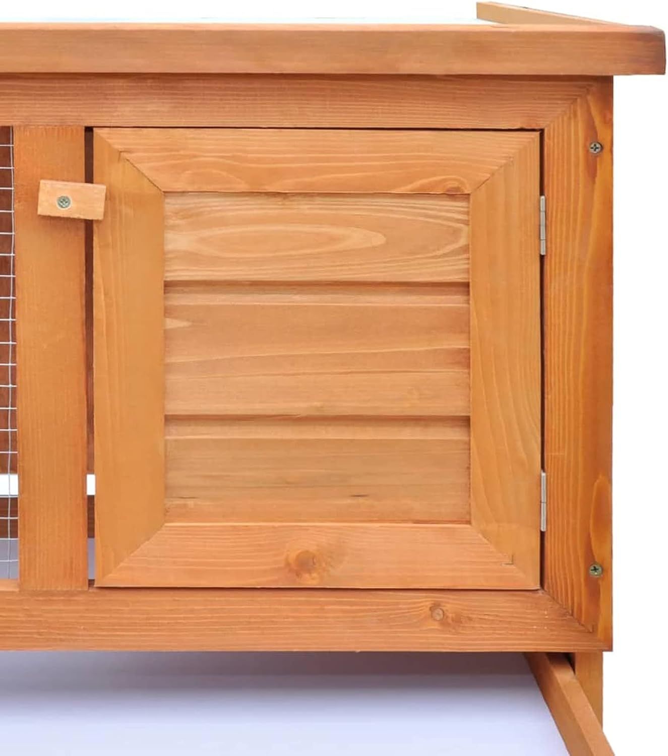 Rabbit Wooden Hutch with Run &amp; Pull-Out Tray – Outdoor Small Animal Cage