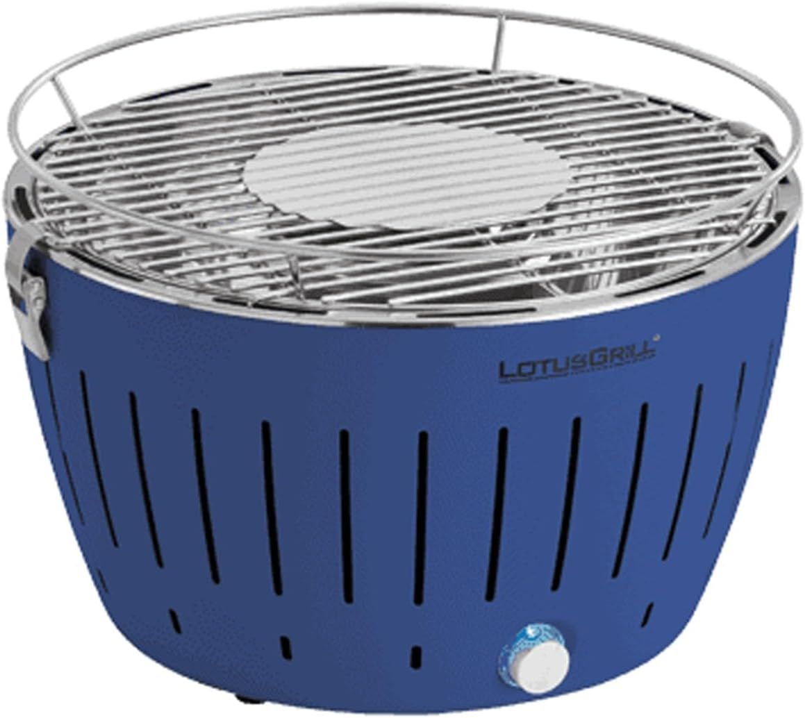 Portable Low-Smoke Charcoal Grill – Blue Stainless Steel Tabletop BBQ