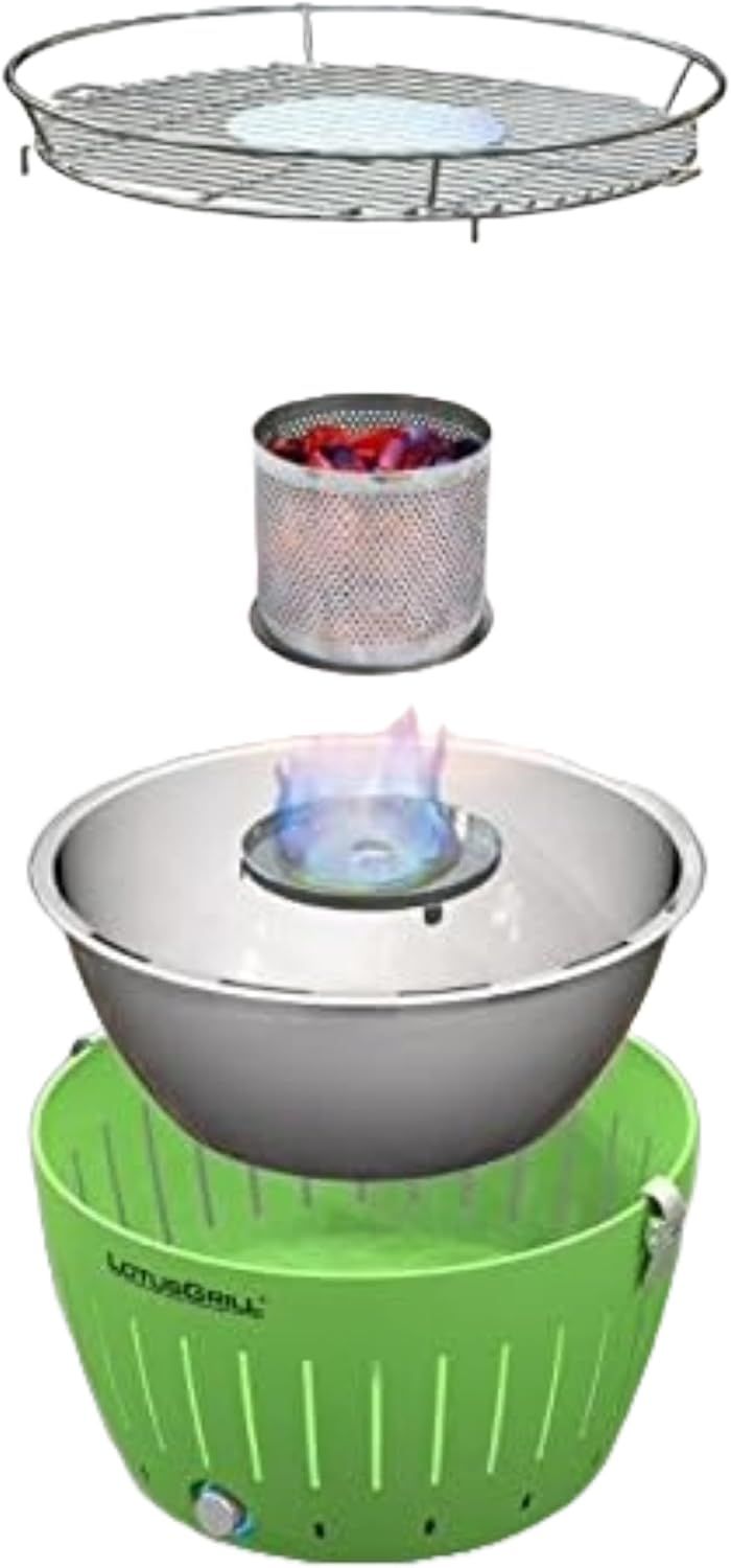 Portable Low-Smoke Charcoal Grill – Blue Stainless Steel Tabletop BBQ