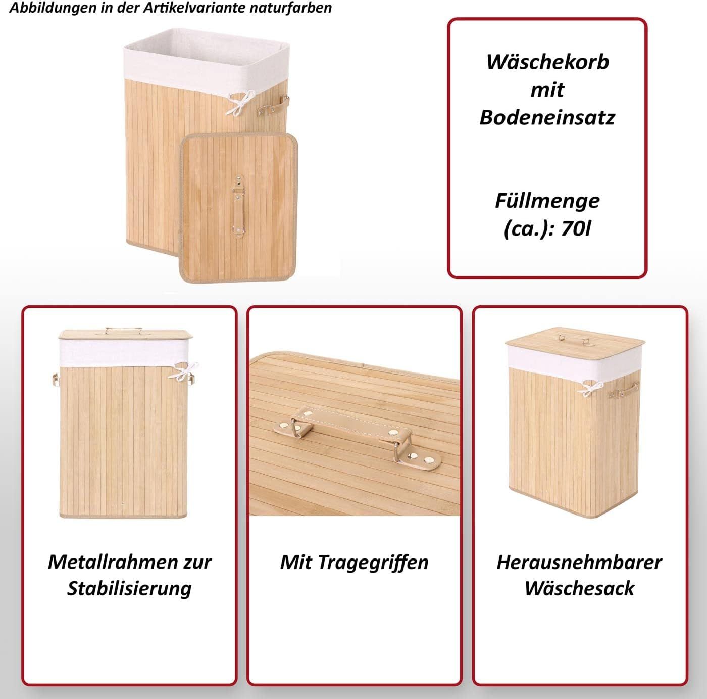 Removable &amp; washable 70L Bamboo Laundry Basket with Lid &amp; Laundry Bag
