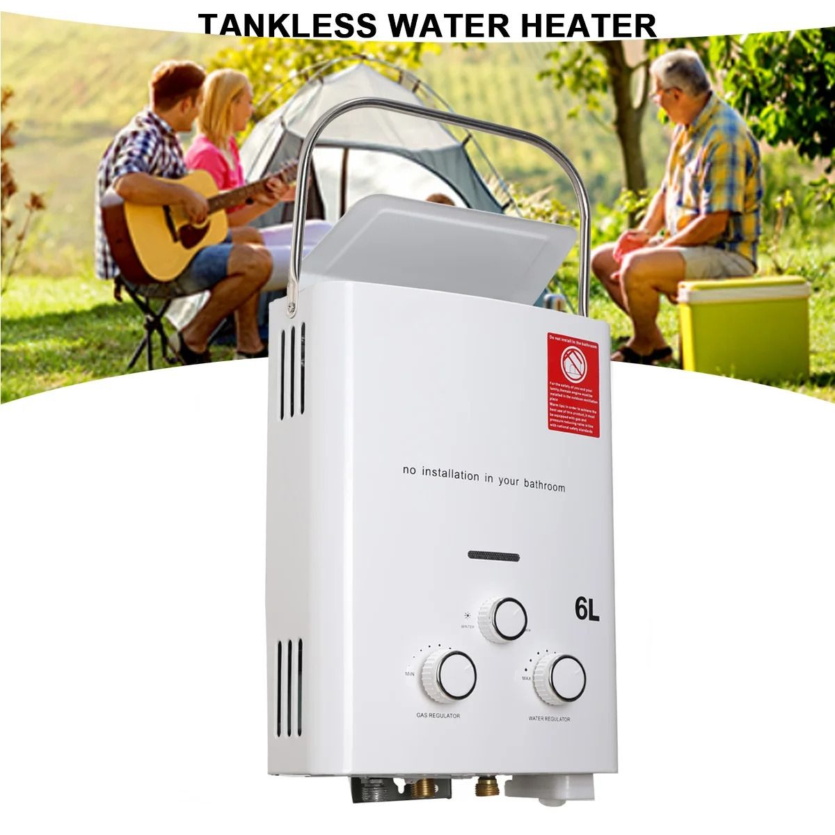 Propane Gas-6L 12kW Tankless Water Heater with Shower Kit