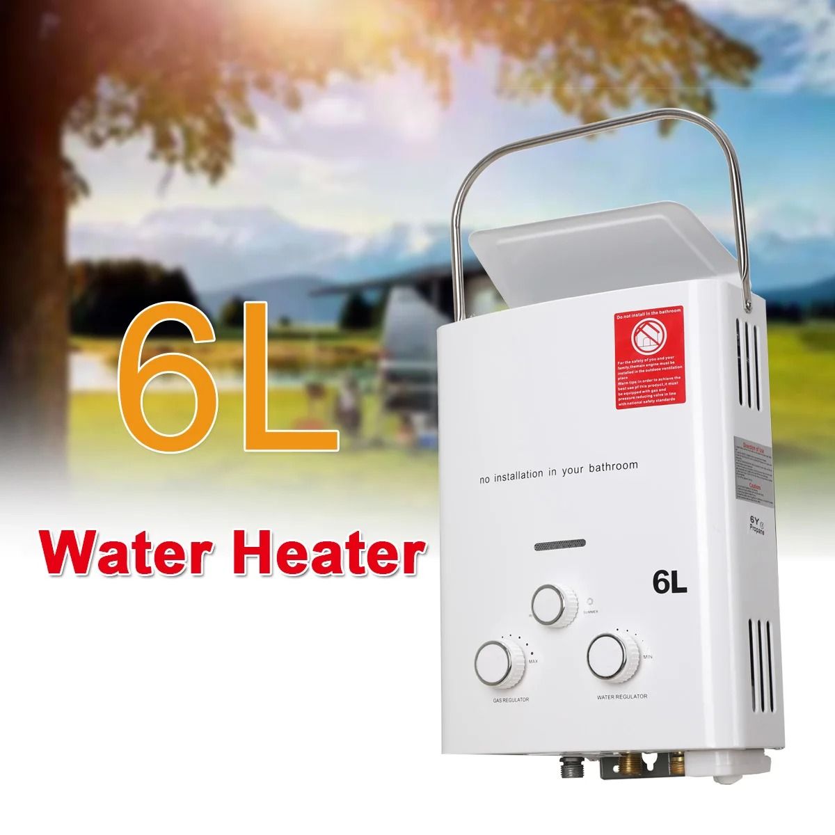 Propane Gas-6L 12kW Tankless Water Heater with Shower Kit