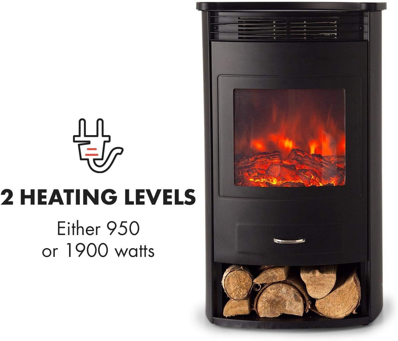 Electric Fireplace with Heat Thermostat Timer 950/1900W