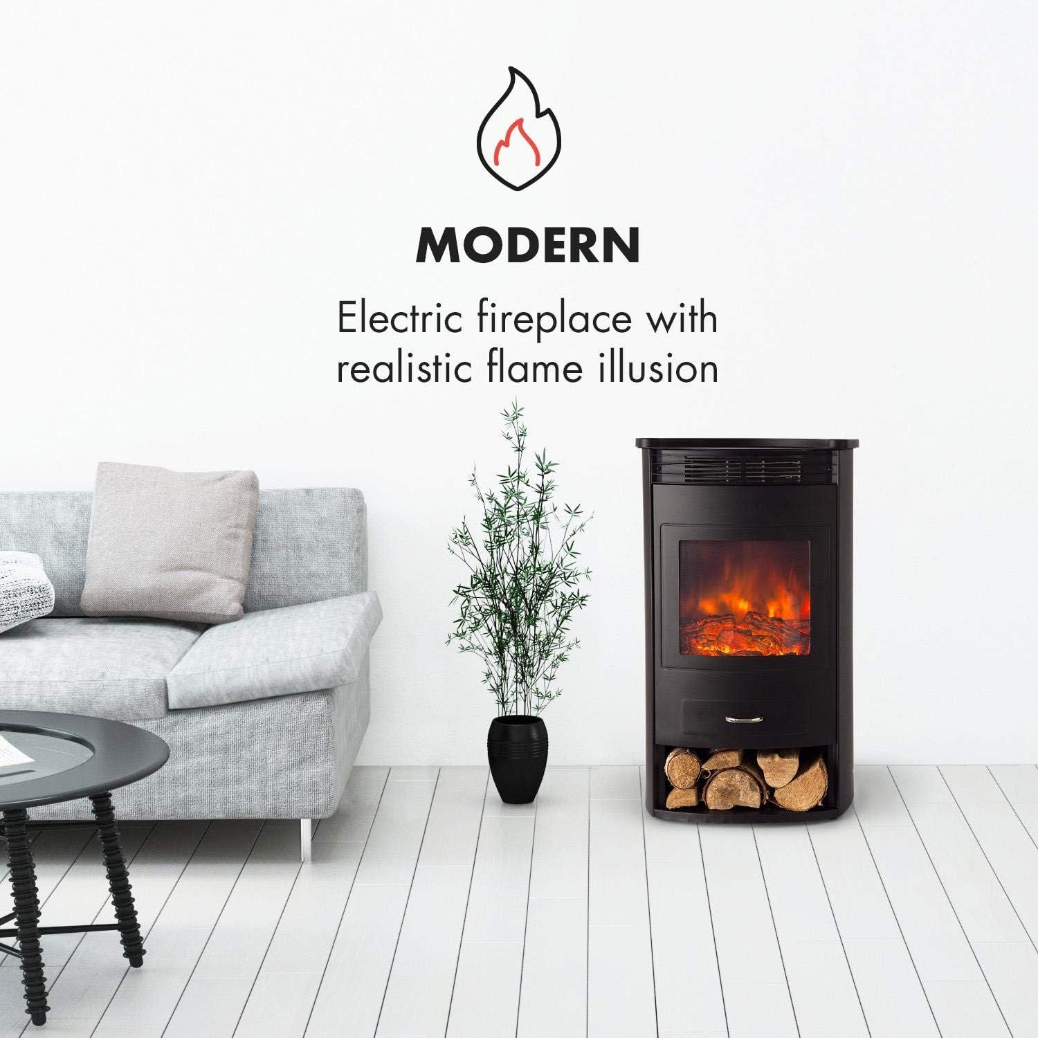 Electric Fireplace with Heat Thermostat Timer 950/1900W