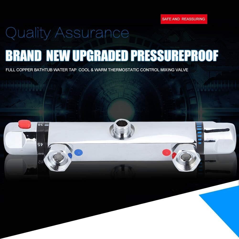 Wall Mounted Thermostatic Shower Faucet, Replacement Valve Mixer Tap Shower Thermostat for Bathroom Accessories with 38°C Temperature Safe Protection and Check Valve