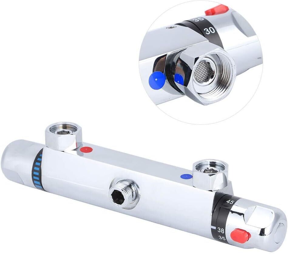 Wall Mounted Thermostatic Shower Faucet, Replacement Valve Mixer Tap Shower Thermostat for Bathroom Accessories with 38°C Temperature Safe Protection and Check Valve