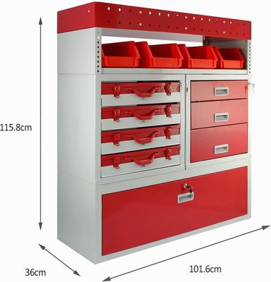 Powder Coated Heavy-Duty Mobile Tool Storage Cabinet – 4 Drawers, Lockable Cabinet &amp; Removable Storage Bins