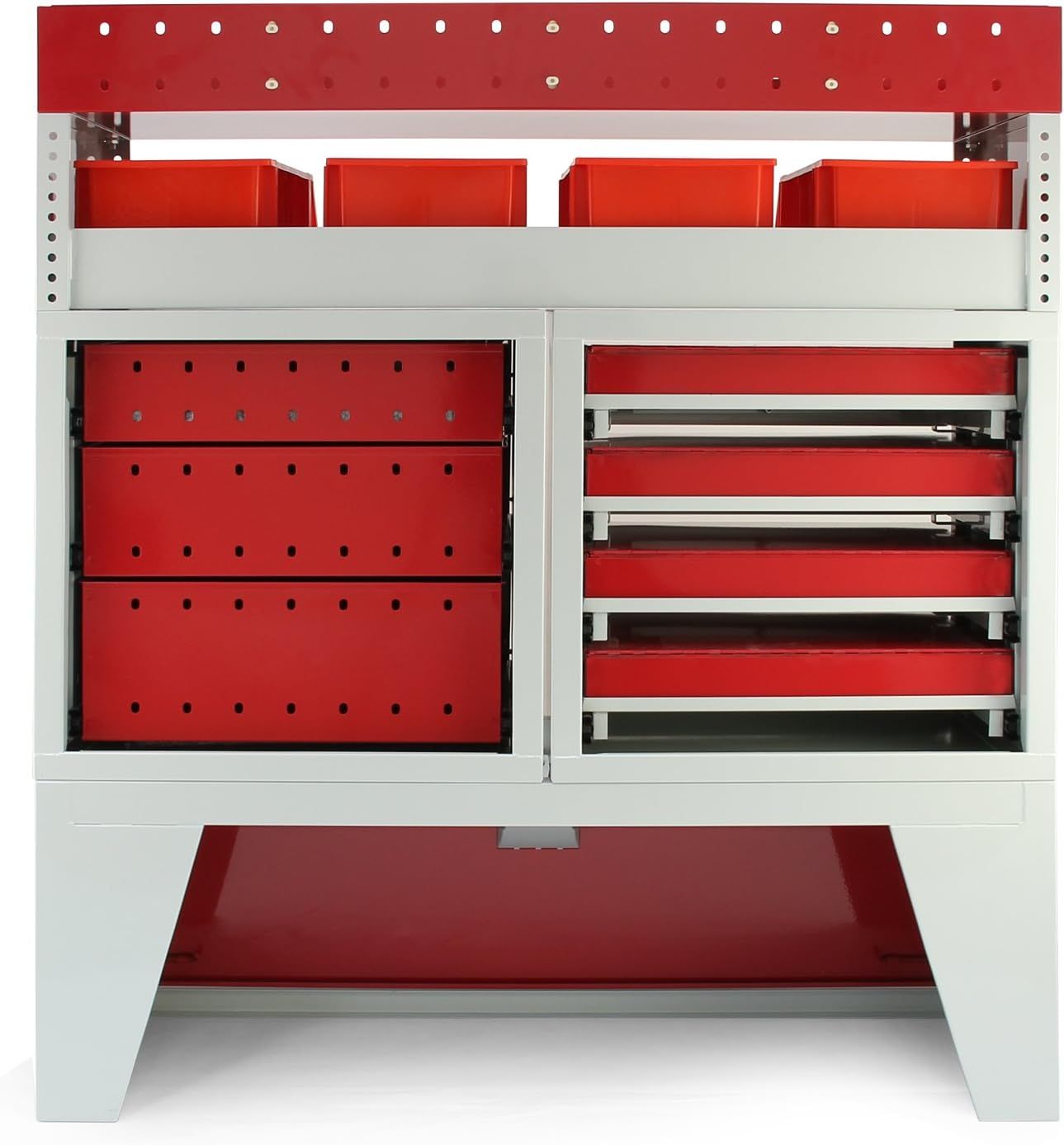 Powder Coated Heavy-Duty Mobile Tool Storage Cabinet – 4 Drawers, Lockable Cabinet &amp; Removable Storage Bins