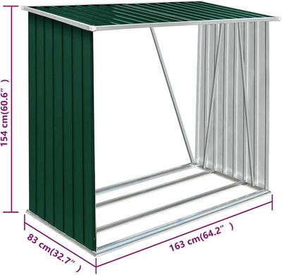 Steel Firewood Storage Shed with Sloping Roof and Raised Floor