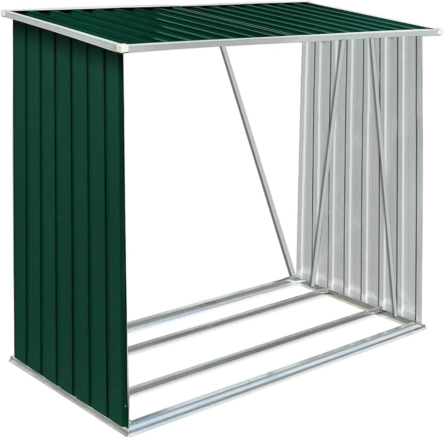 Steel Firewood Storage Shed with Sloping Roof and Raised Floor