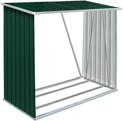 Steel Firewood Storage Shed with Sloping Roof and Raised Floor