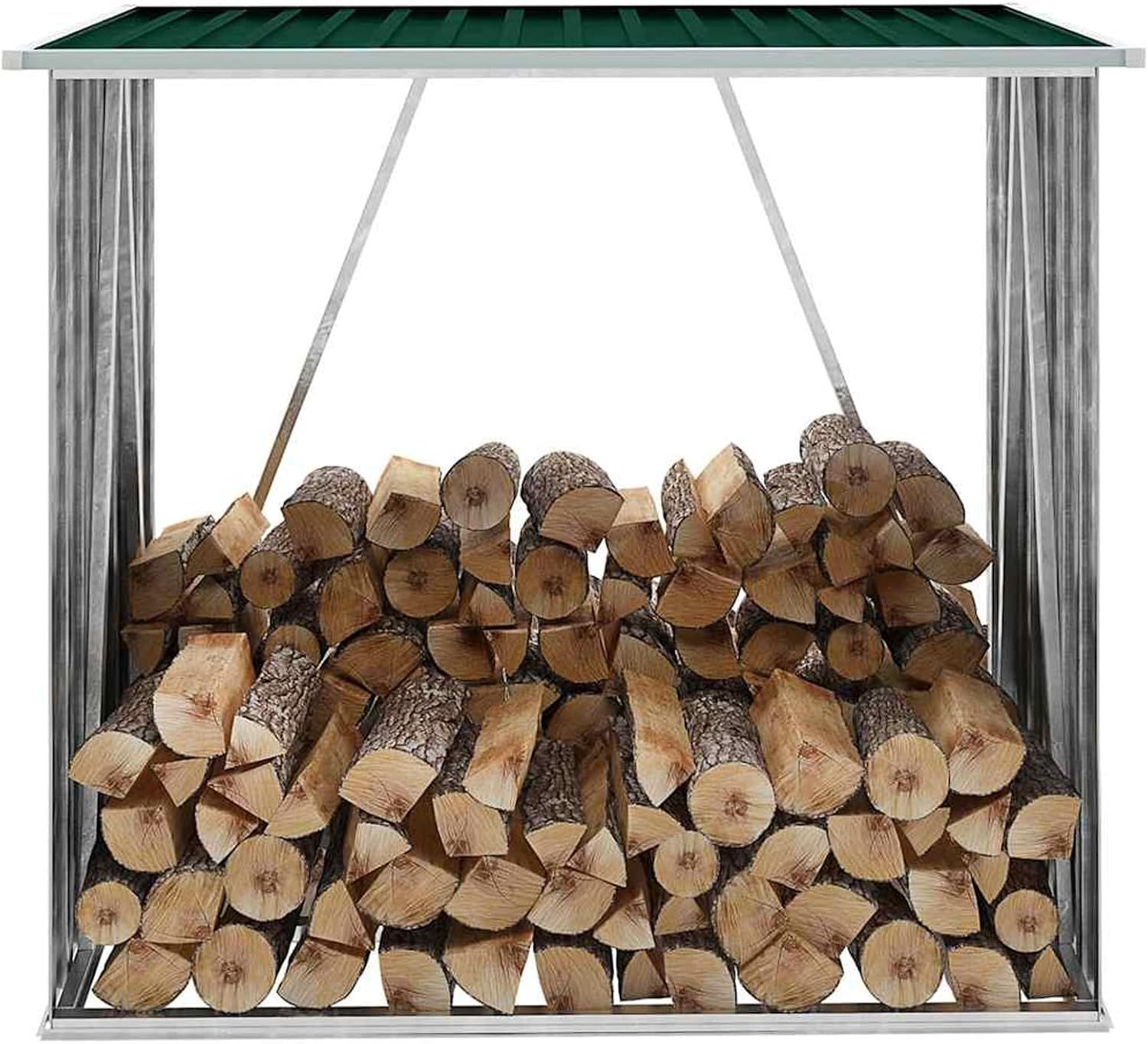 Steel Firewood Storage Shed with Sloping Roof and Raised Floor