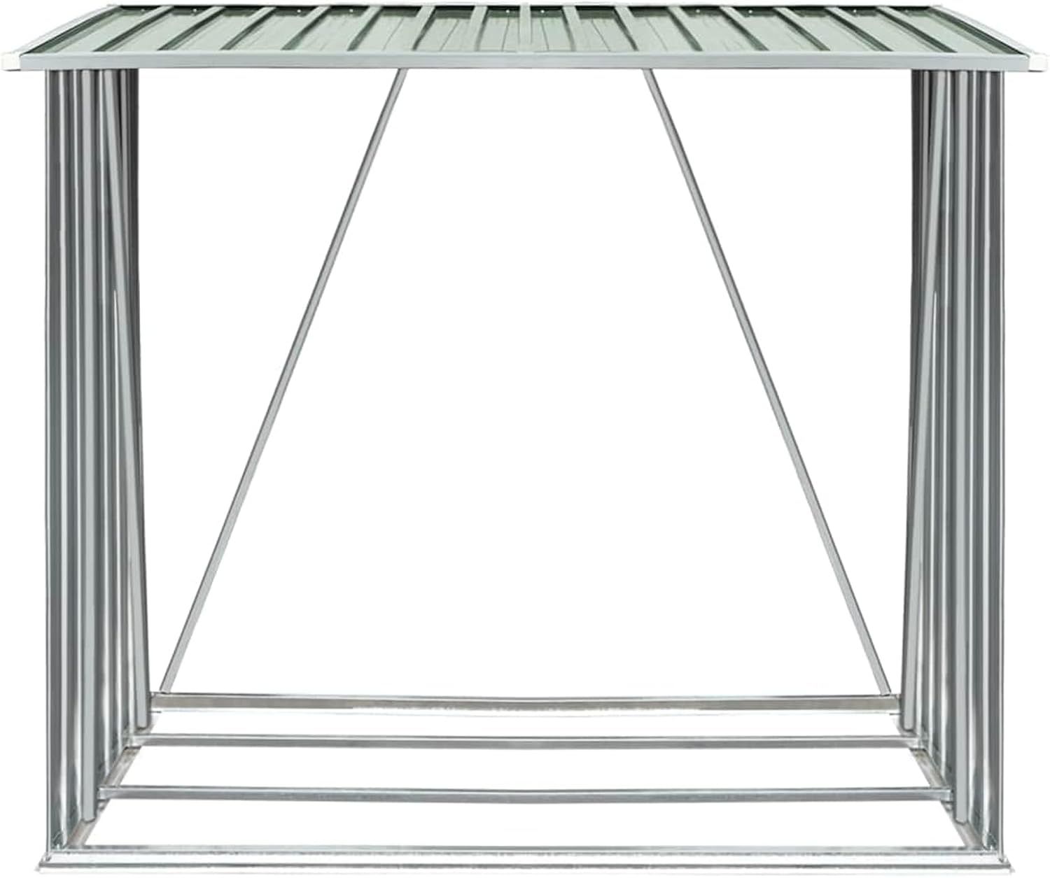 Steel Firewood Storage Shed with Sloping Roof and Raised Floor