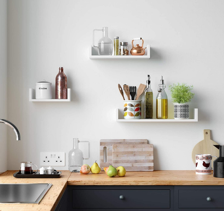 Wall Shelves 3 pcs White Chipboard