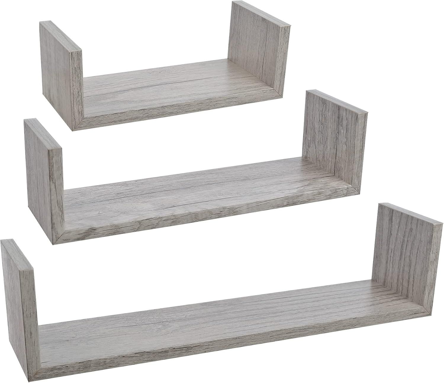 Set of 3-Piece Modern Floating Wall Shelf Set – Decorative Space-Saving Storage