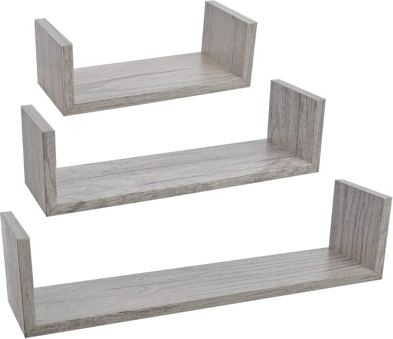 Set of 3-Piece Modern Floating Wall Shelf Set – Decorative Space-Saving Storage