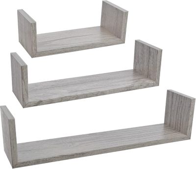 Set of 3-Piece Modern Floating Wall Shelf Set – Decorative Space-Saving Storage