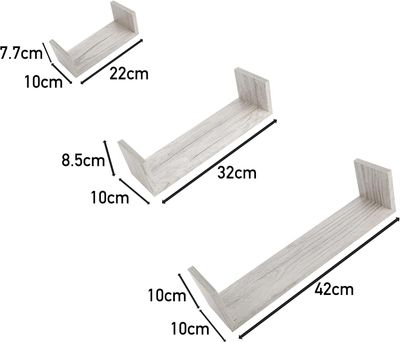 Set of 3-Piece Modern Floating Wall Shelf Set – Decorative Space-Saving Storage