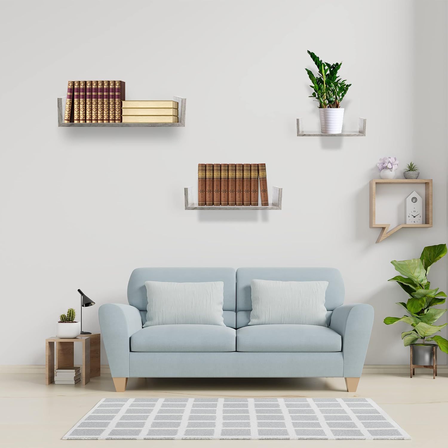 Set of 3-Piece Modern Floating Wall Shelf Set – Decorative Space-Saving Storage