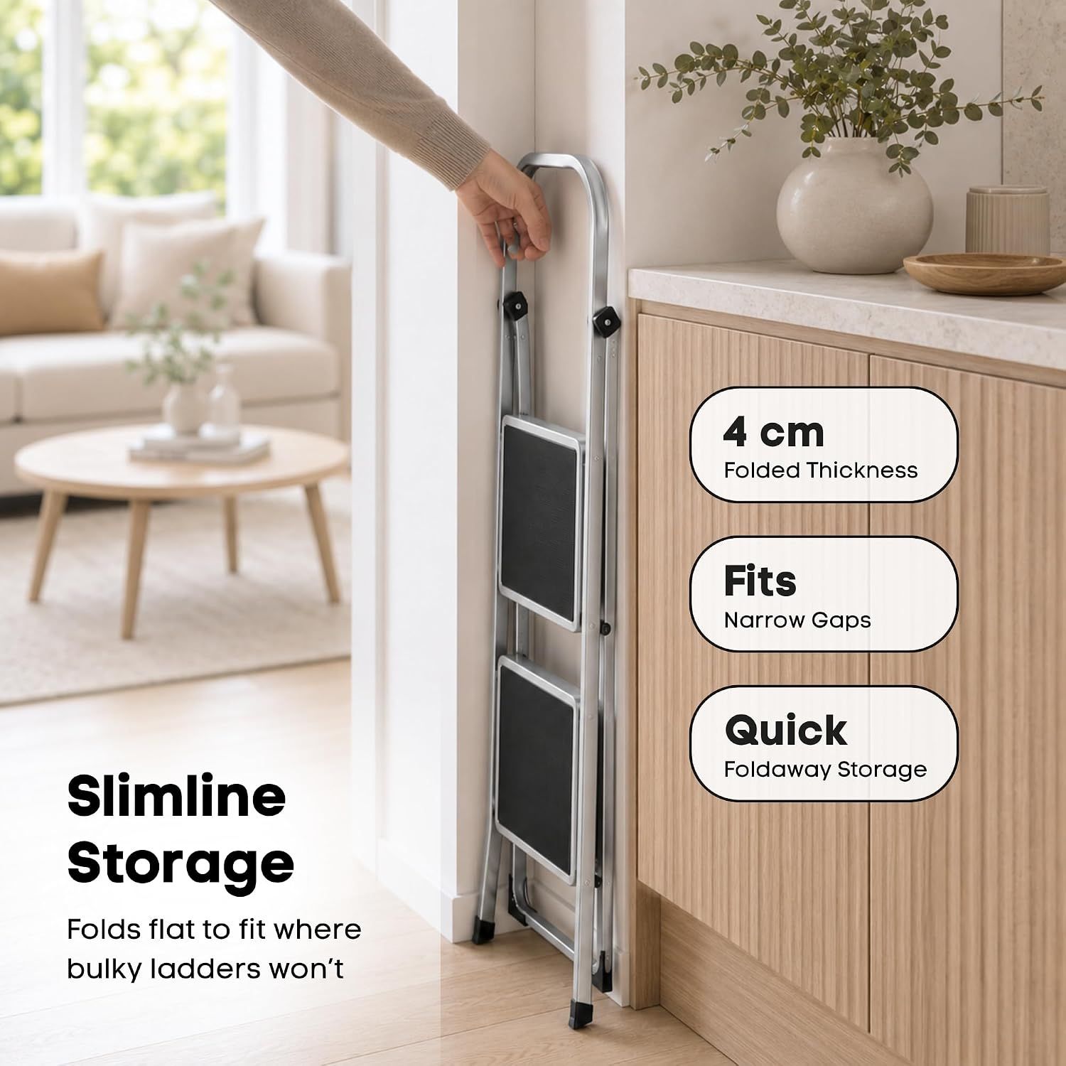 2 Step Folding Ladder Anti Slip 150kg Load