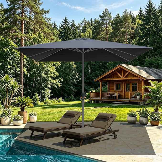 3x3m Square Garden Parasol with Cross Base