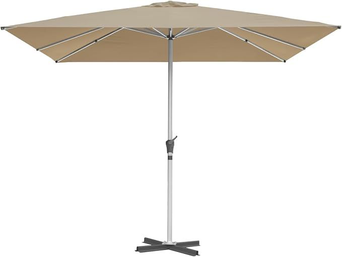 3x3m Square Garden Parasol with Cross Base, Color: Beige