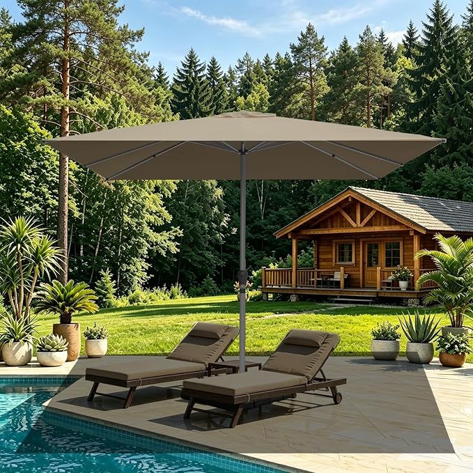3x3m Square Garden Parasol with Cross Base