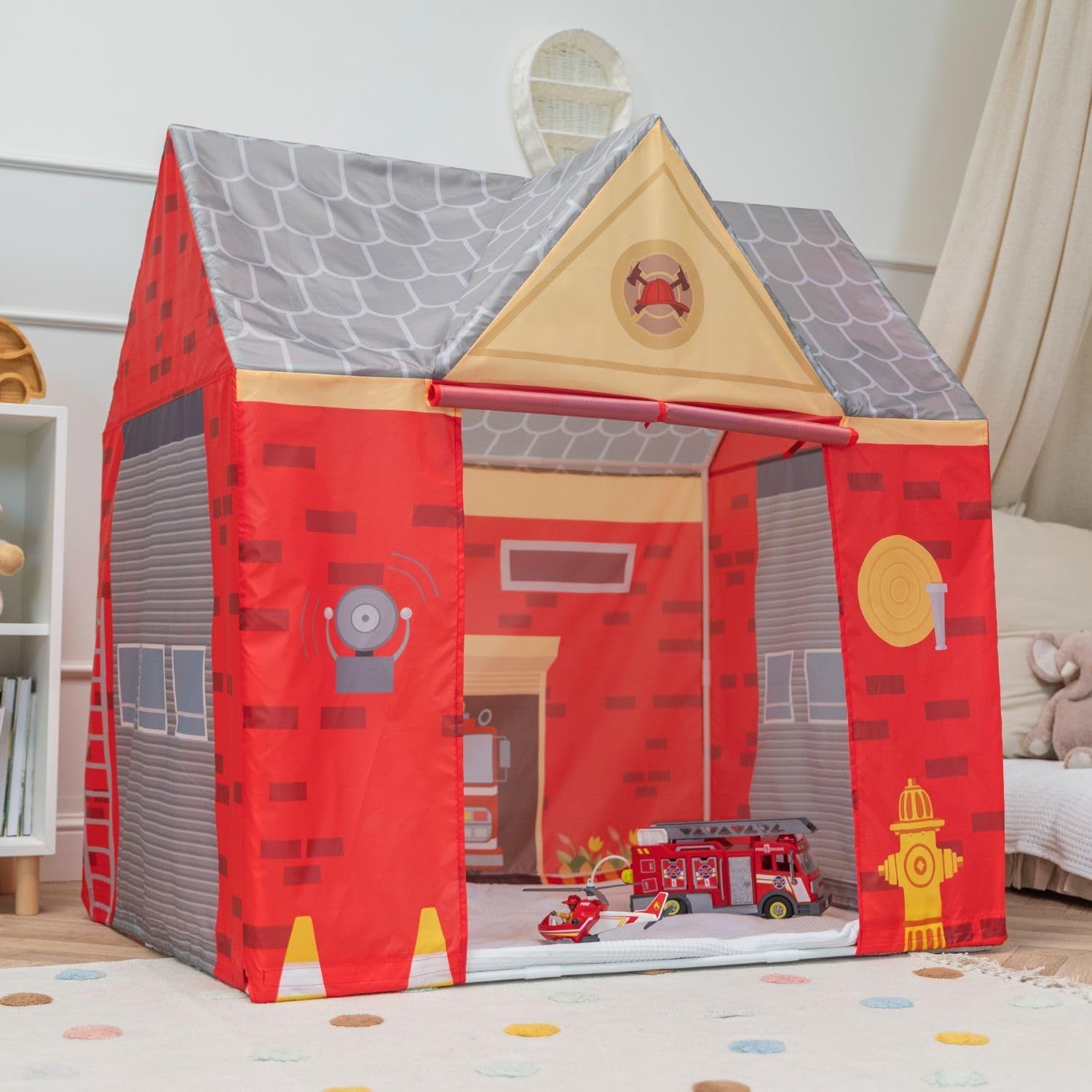 Firefighter Play Tent Kids Foldable Indoor Outdoor