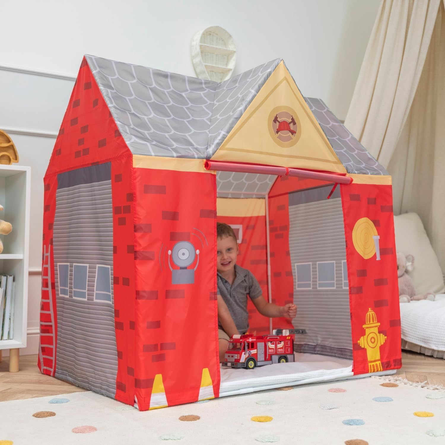 Firefighter Play Tent Kids Foldable Indoor Outdoor