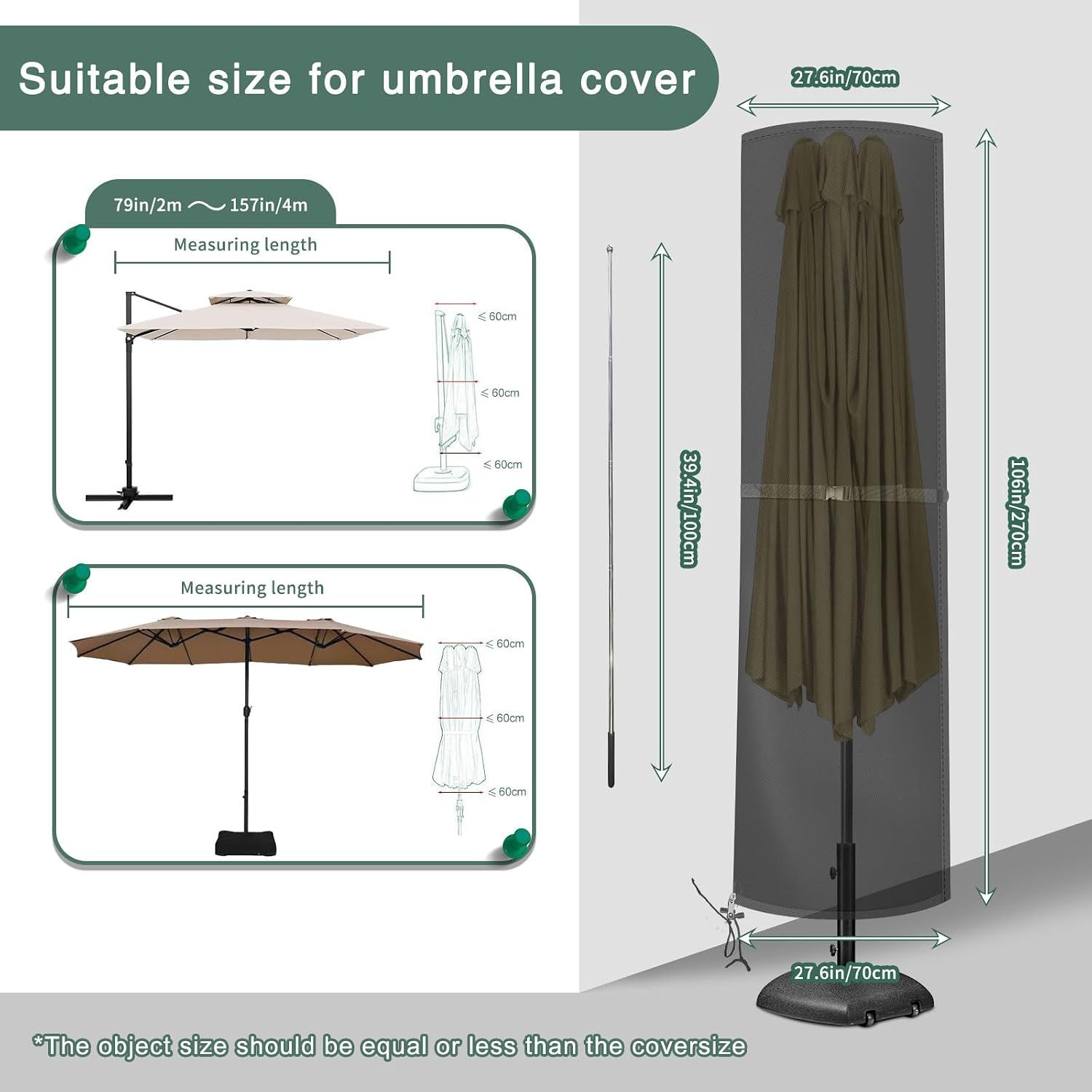 Black Parasol Cover 600D Oxford Fabric