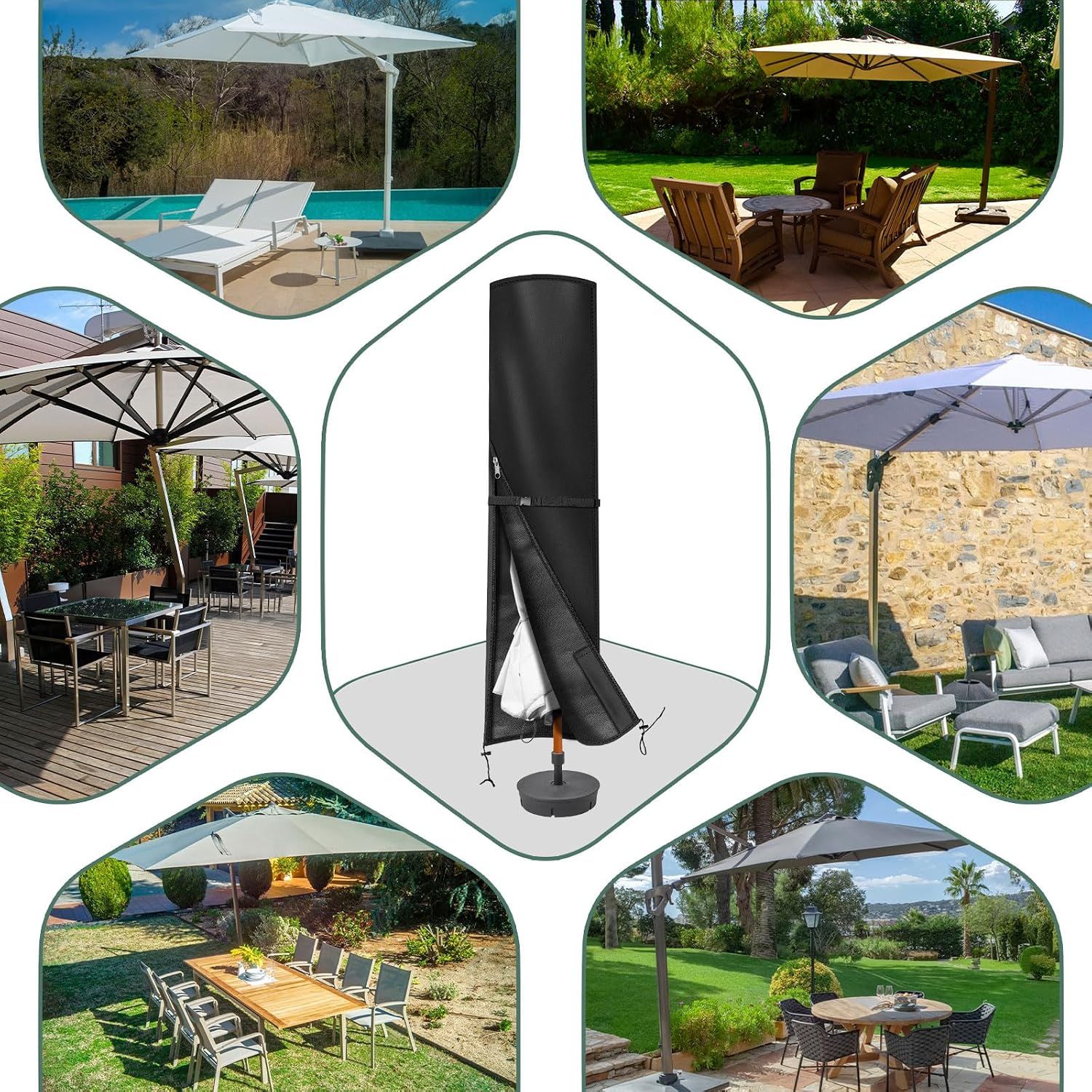 Black Parasol Cover 600D Oxford Fabric