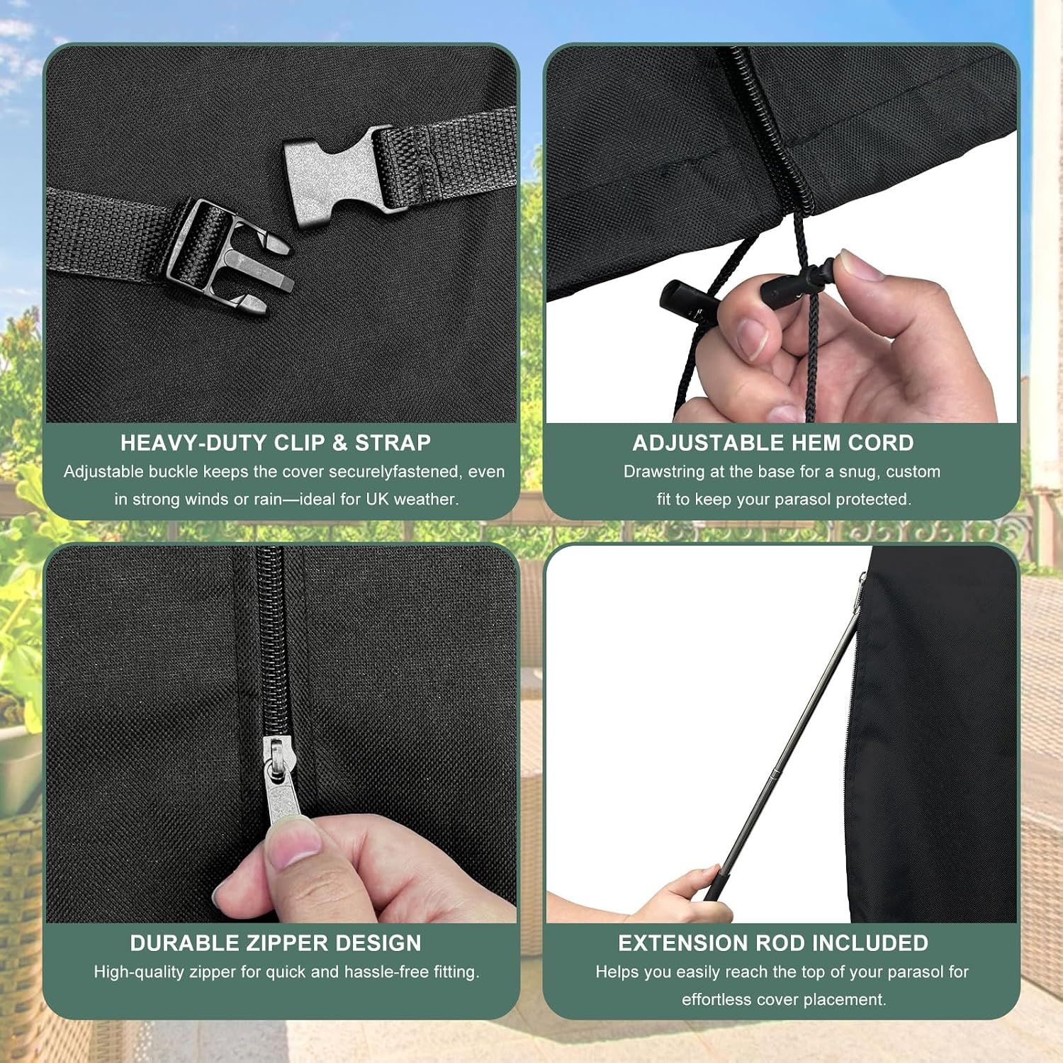 Black Parasol Cover 600D Oxford Fabric