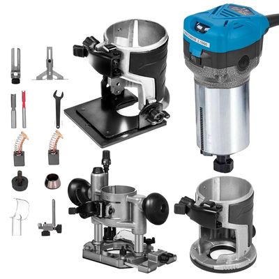 800W Compact Palm Router – Variable Speed Woodworking Router with Adjustable Depth &amp; Bases