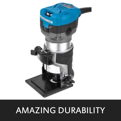 800W Compact Palm Router – Variable Speed Woodworking Router with Adjustable Depth &amp; Bases