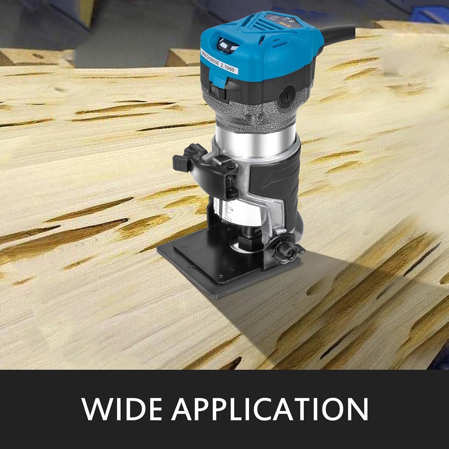 800W Compact Palm Router – Variable Speed Woodworking Router with Adjustable Depth &amp; Bases