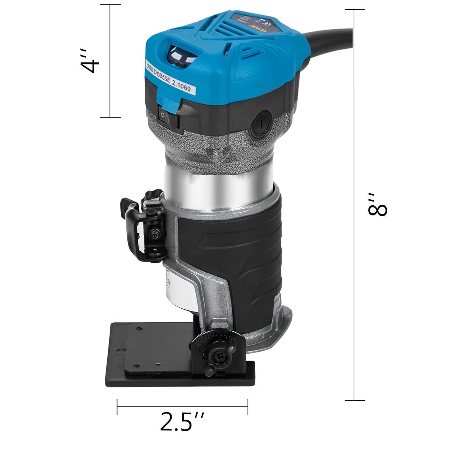 800W Compact Palm Router – Variable Speed Woodworking Router with Adjustable Depth &amp; Bases